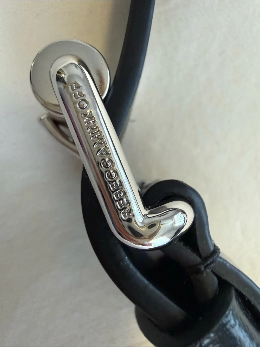 Rebecca Minkoff Studded Leather Belt thin flat studs silver